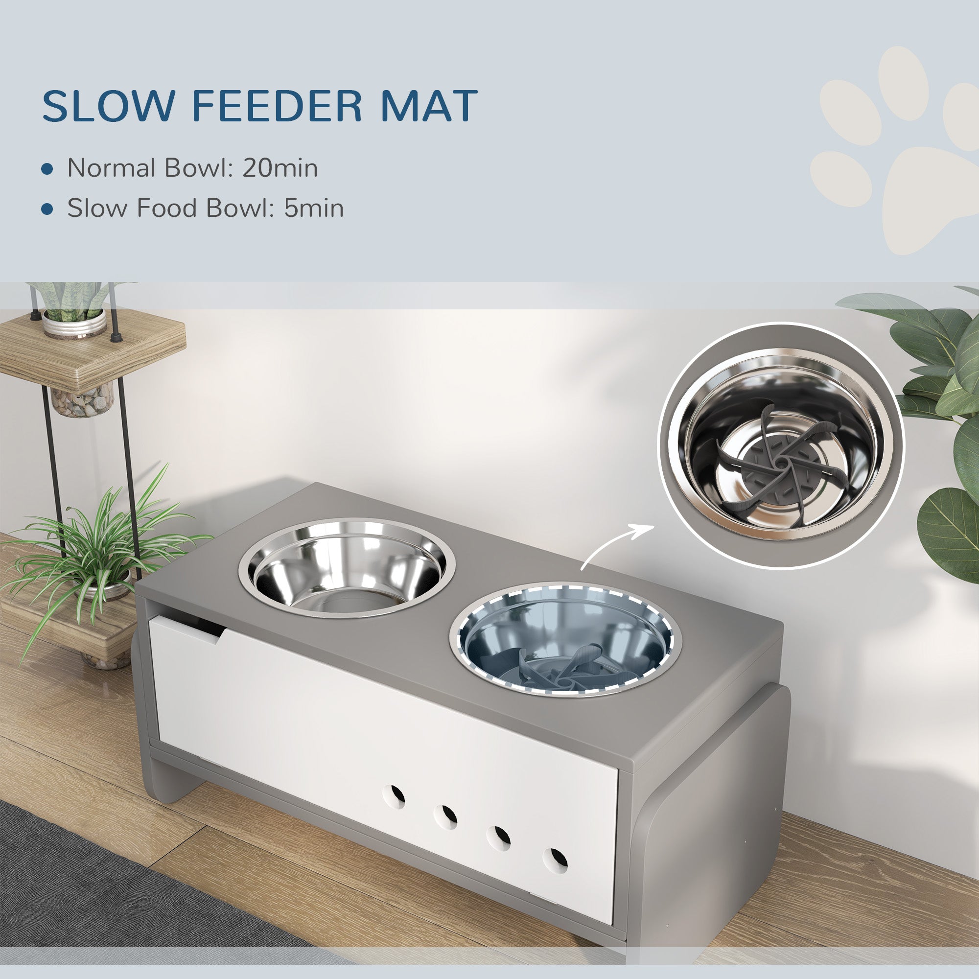 Elevated Dog Bowls, 3 Height Adjustable Raised Dog Bowls w/ Slow Feeder Mat, Stand, for Medium to Extra Large Dogs