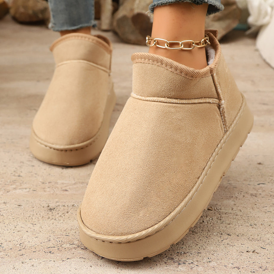 Short Boots With Thick Soles Non-slip Design And Plush Liningperfect For Outdoor Snowy Conditions