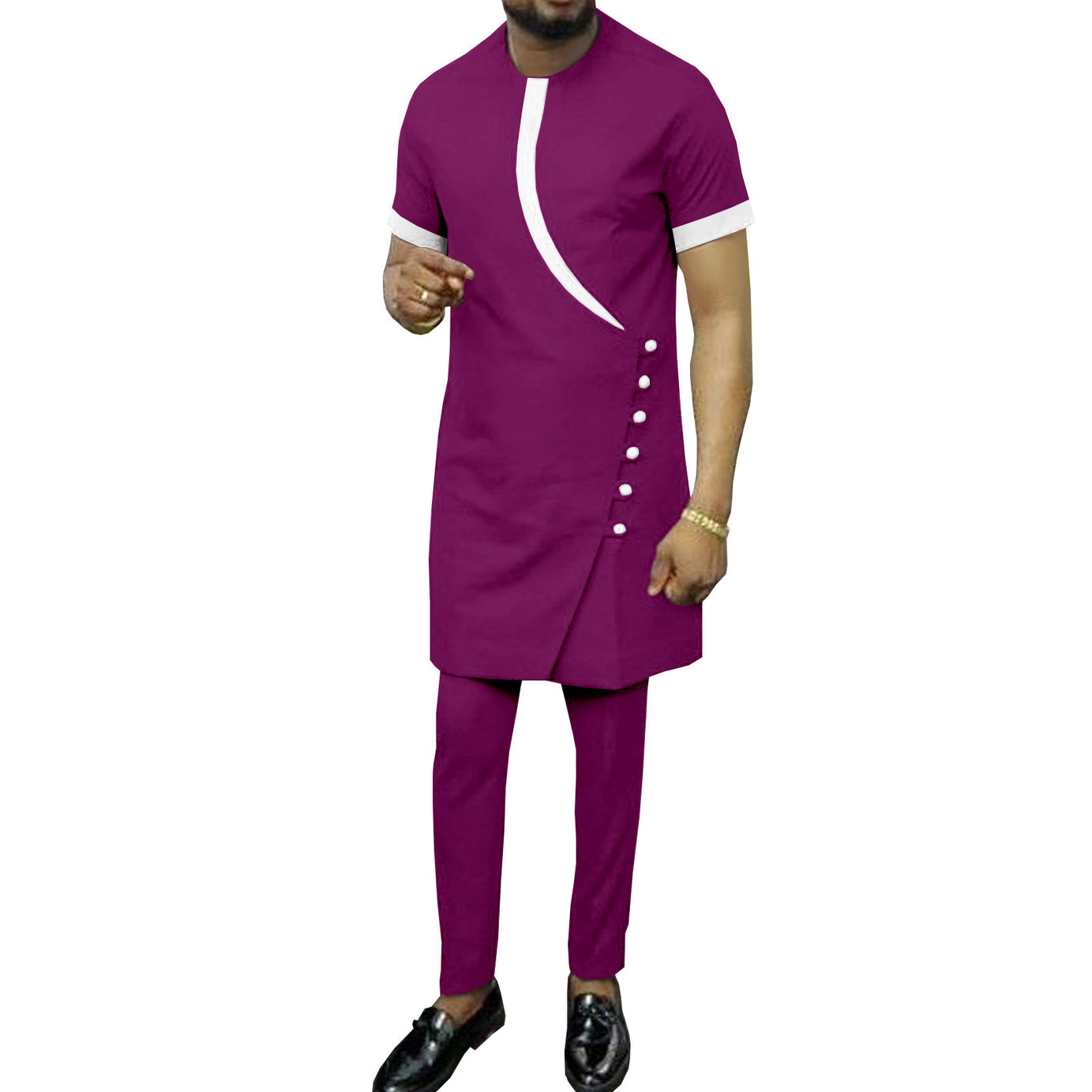 African Ethnic Printing Batik Cotton Men's Casual Set