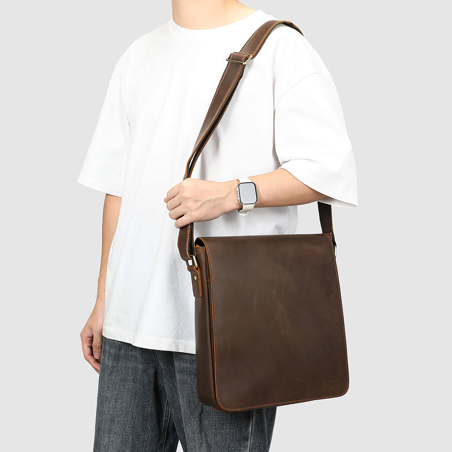 Men's Premium Leather Crossbody Bag, Sophisticated And Casual Single-shoulder Design