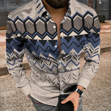 Men Long Sleeve Jacket With 3D Patchwork Print
