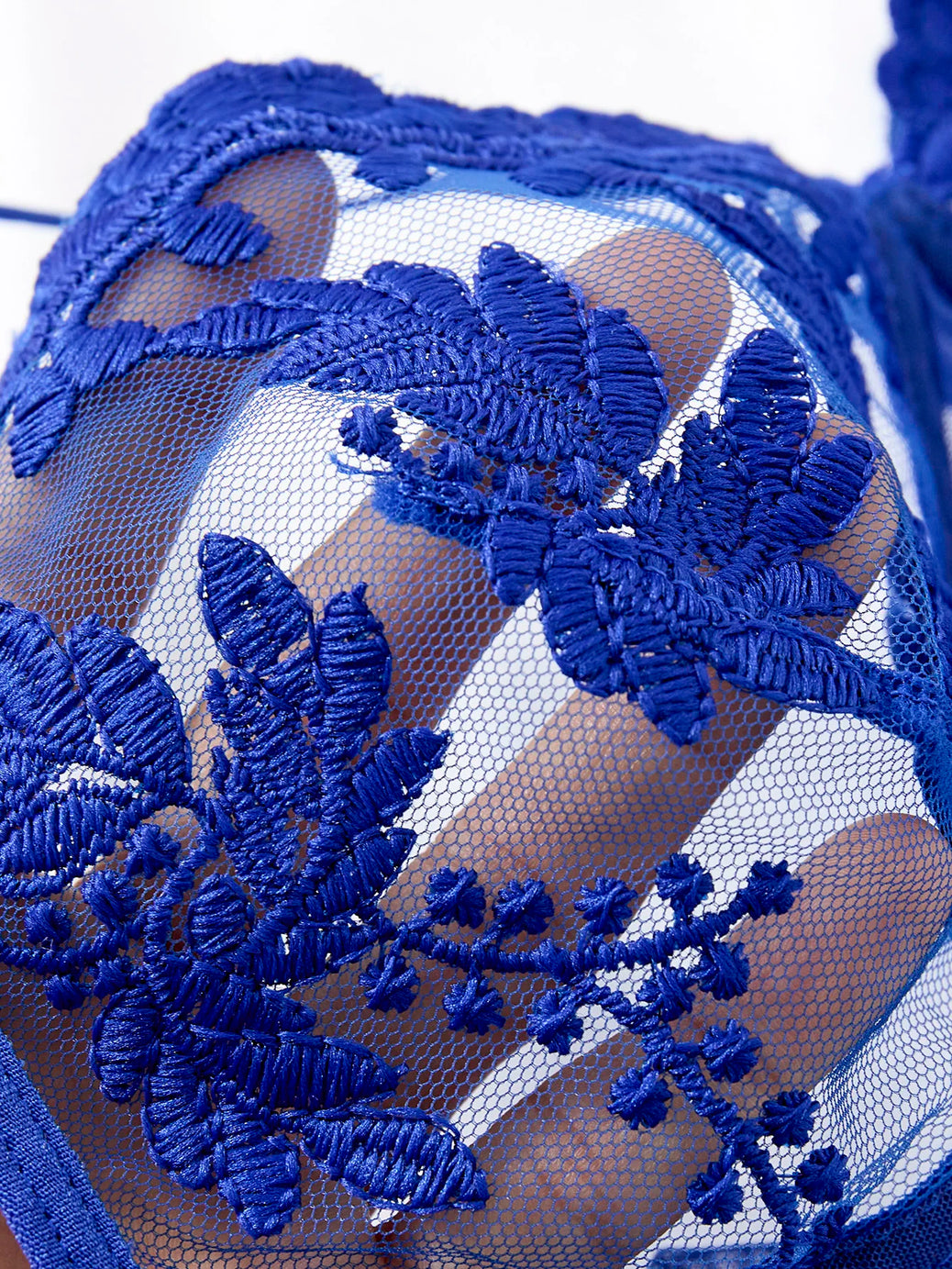 Ladies' blue countryside style wheat ear embroidery semi transparent nightgown, elegant and comfortable, bow design ZA825066