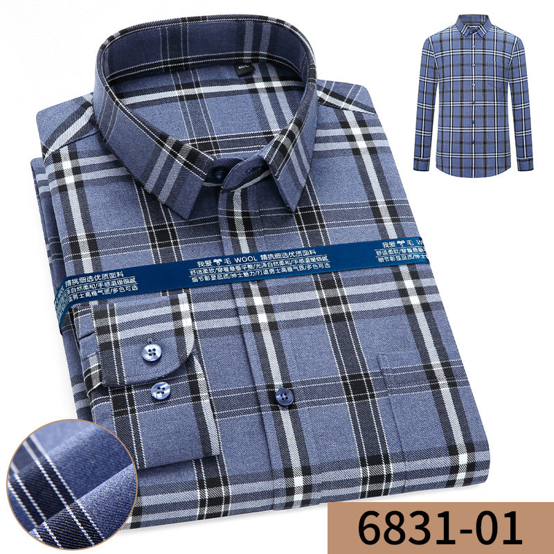 Men's Business Loose Cashmere Long Sleeve Shirt Without Ironing