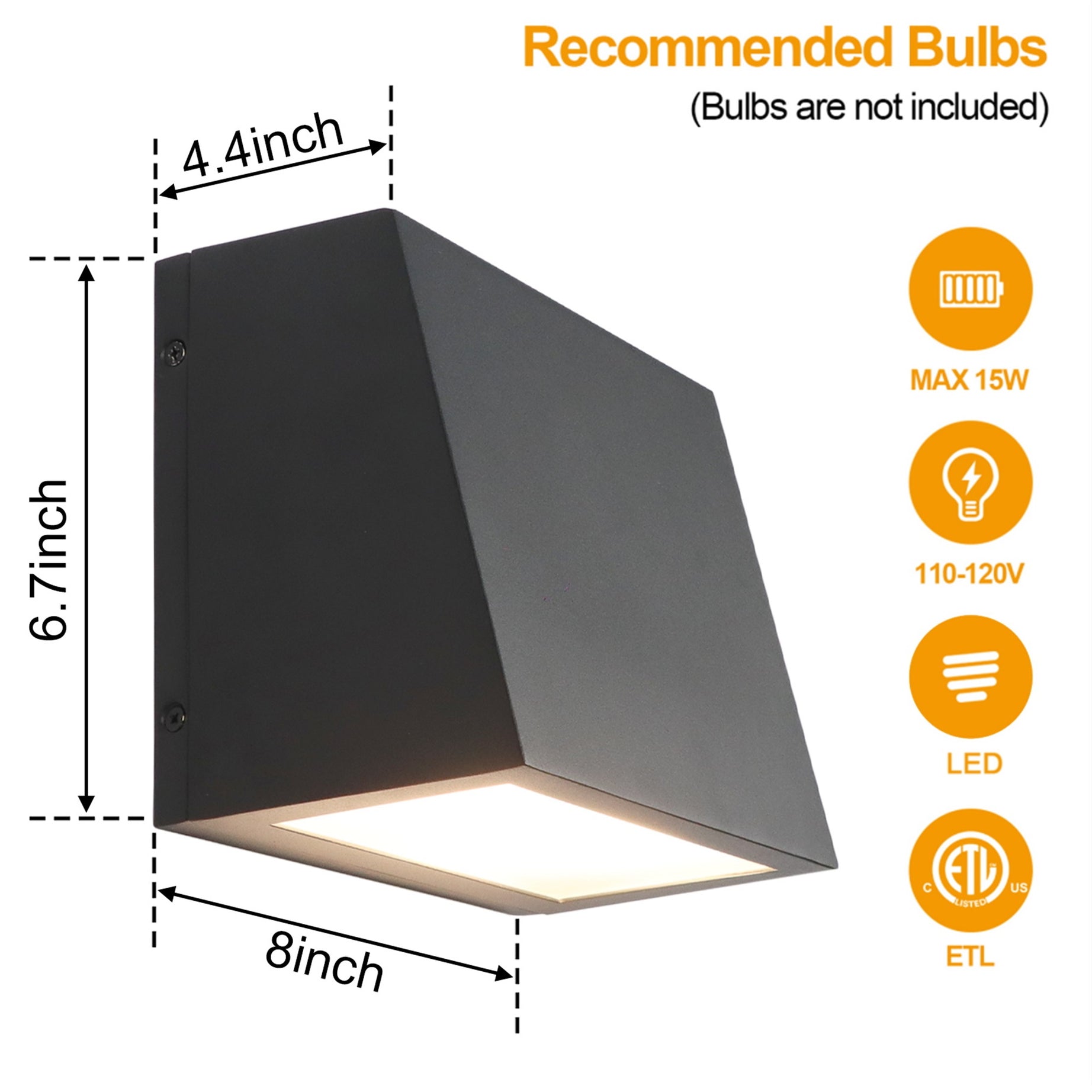 Waterproof LED Outdoor Wall Light, Wall Lantern 15W 3000K, Matte Black Wall Mounted Lamp, Exterior Wall Sconce Light For Porches, Front Door, Entryways, Patio, Hallways