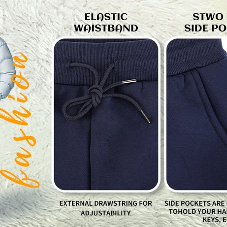 Women's Fleece Sweatpants Jogger Fleece Pants With Drawstring Waist, Boyfriend Style, Long, Solid Color, Slightly Stretchy Fabric