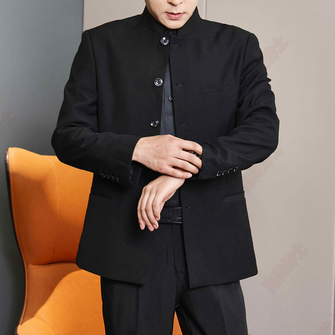 Mens Slim-Fit SpringAutumn Suit Jacket With Chinese Style