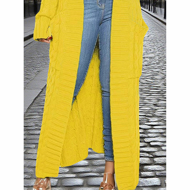 Women's Long Cardigan With Pockets - Spring Fall Open Front Duster Coat Sweater