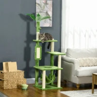PawHut Cat Tree For Indoor Cats With Hammock, Cat Tower, Green