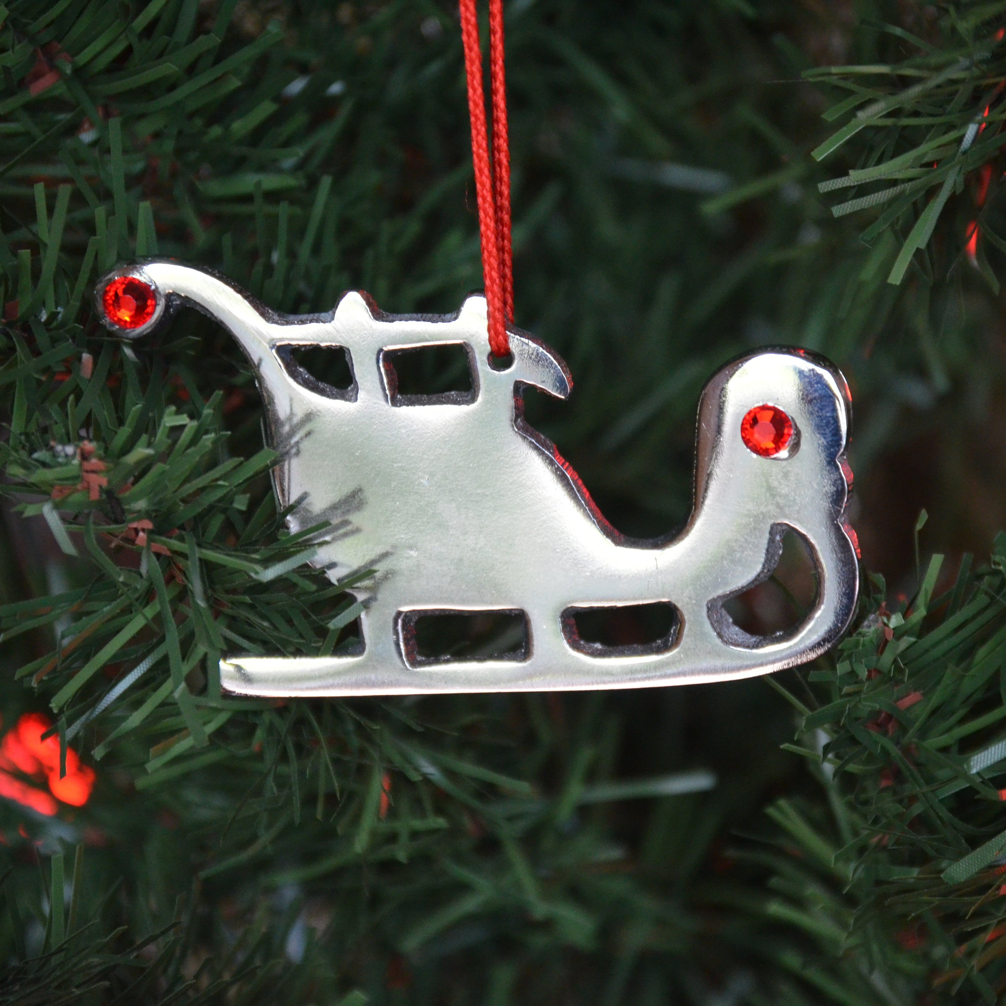 Handmade Christmas Ornaments Set of 3 with Red Ruby