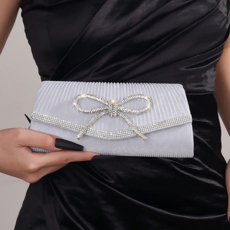 Bow Evening Bag Sparkly Clutch Purses For Women Wedding Glitter Rhinestone Party Prom Purse Dressy Clutch Bags