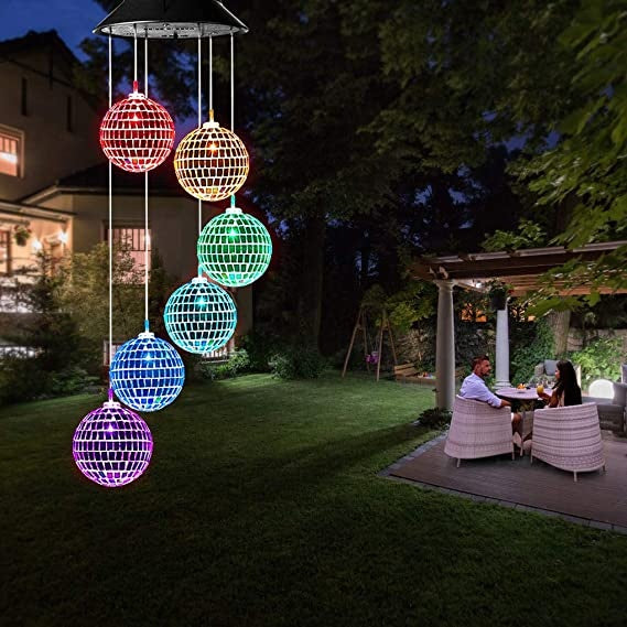 1pc Color Changing Solar Wind Chimes - LED Mobile Hanging Light For Garden, Patio, And Yard Decorat