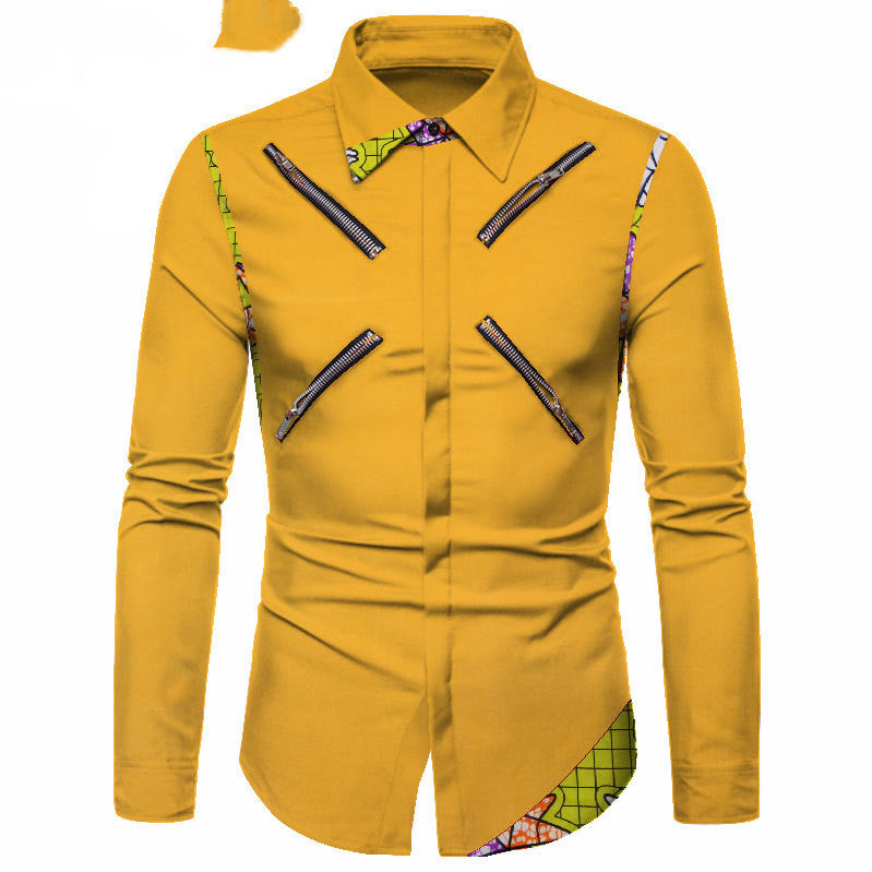 Four Seasons Polyester Cotton Youth Solid Color Lapel White Casual Shirt