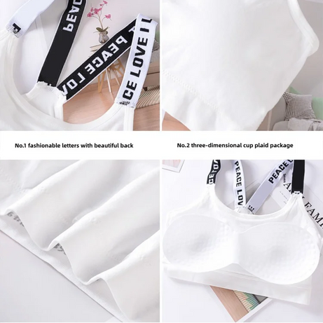 Sports underwear Women Yoga Fitness Seamless Crop Top Wide Letter Straps Comfortable Workout Activewear