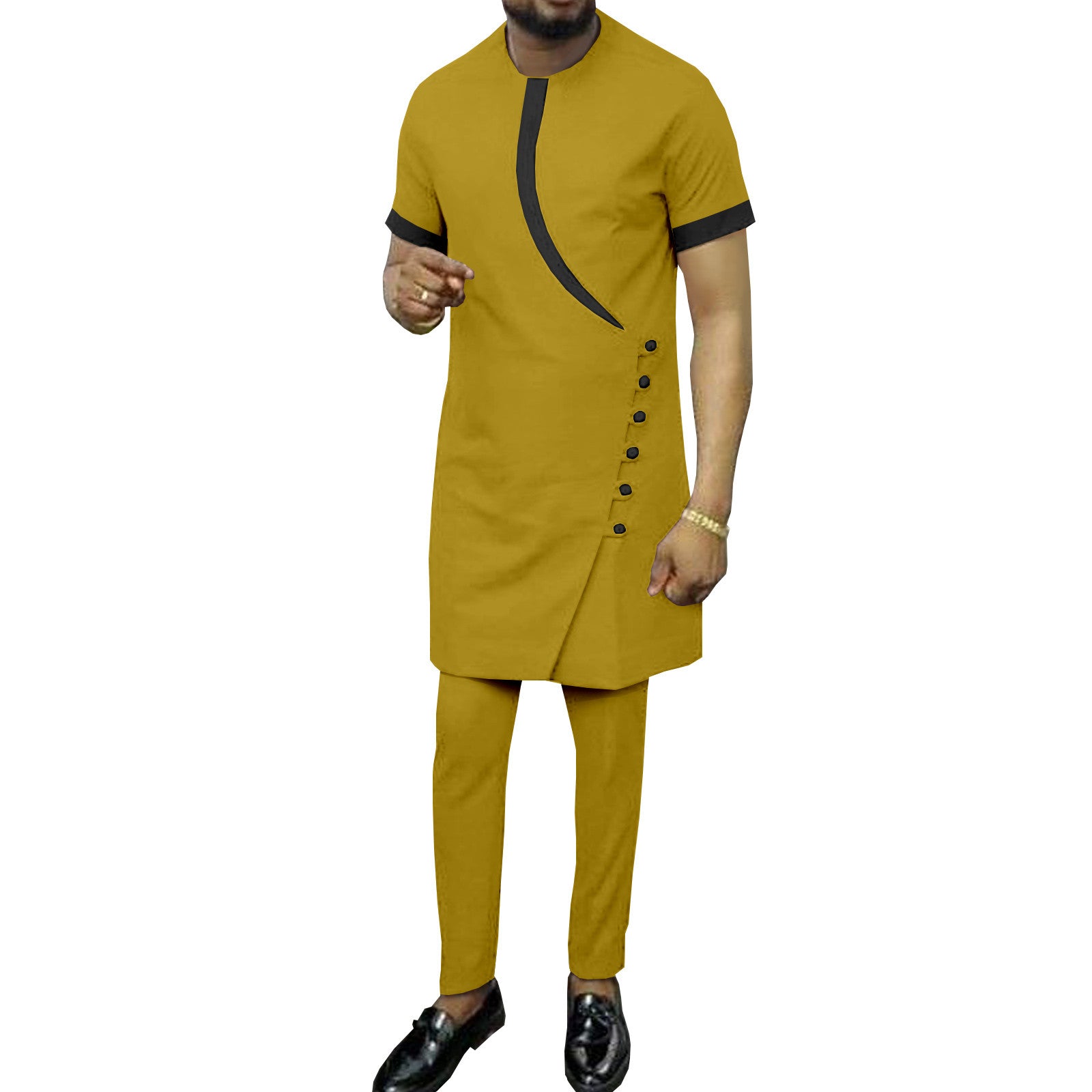 African Ethnic Printing Batik Cotton Men's Casual Set