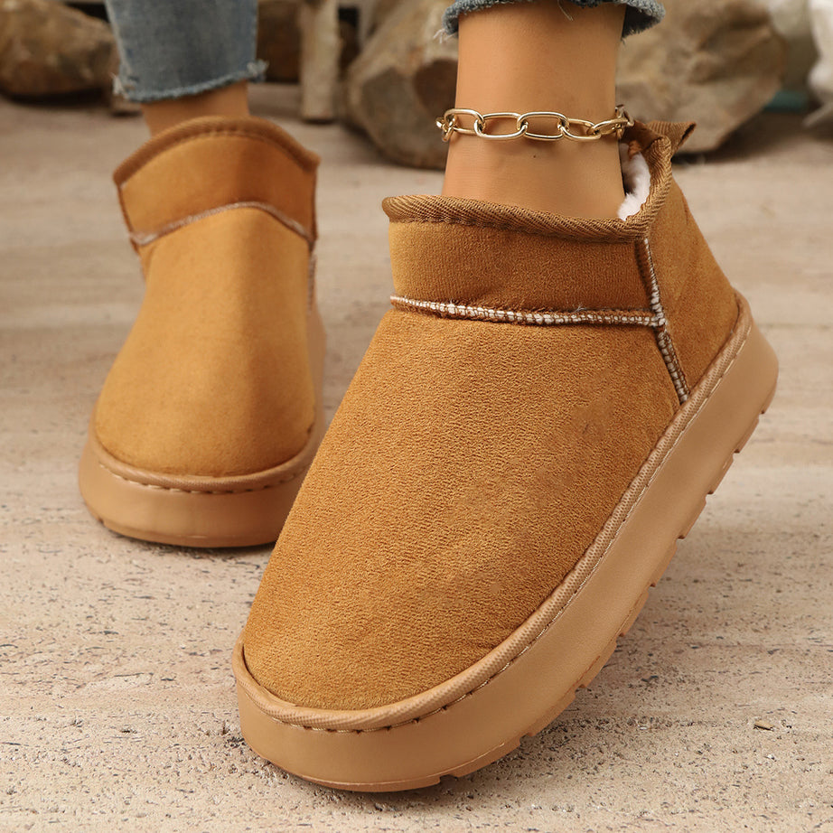 Short Boots With Thick Soles Non-slip Design And Plush Liningperfect For Outdoor Snowy Conditions