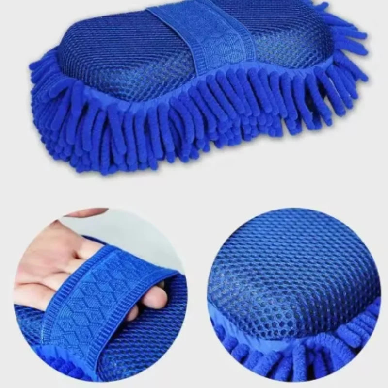 1 Pc Blue Microfiber Chenille Car Wash Sponge Care Washing Brush Pad Cleaning Tool Auto Washing Towel Gloves Styling Accessories