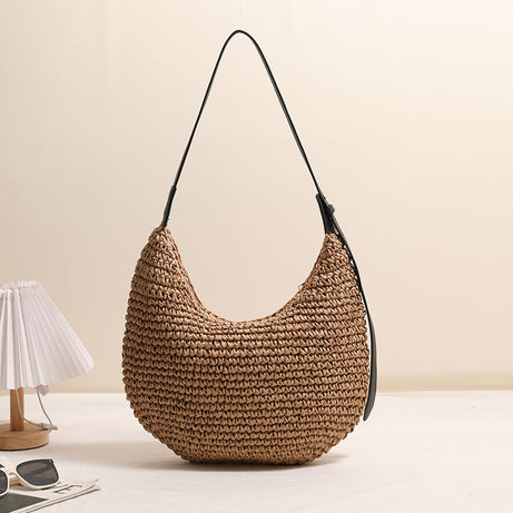 Fashionable Irregular One-Shoulder Straw Beach Bag