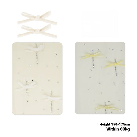 Velvet Bow Rhinestone White Stockings