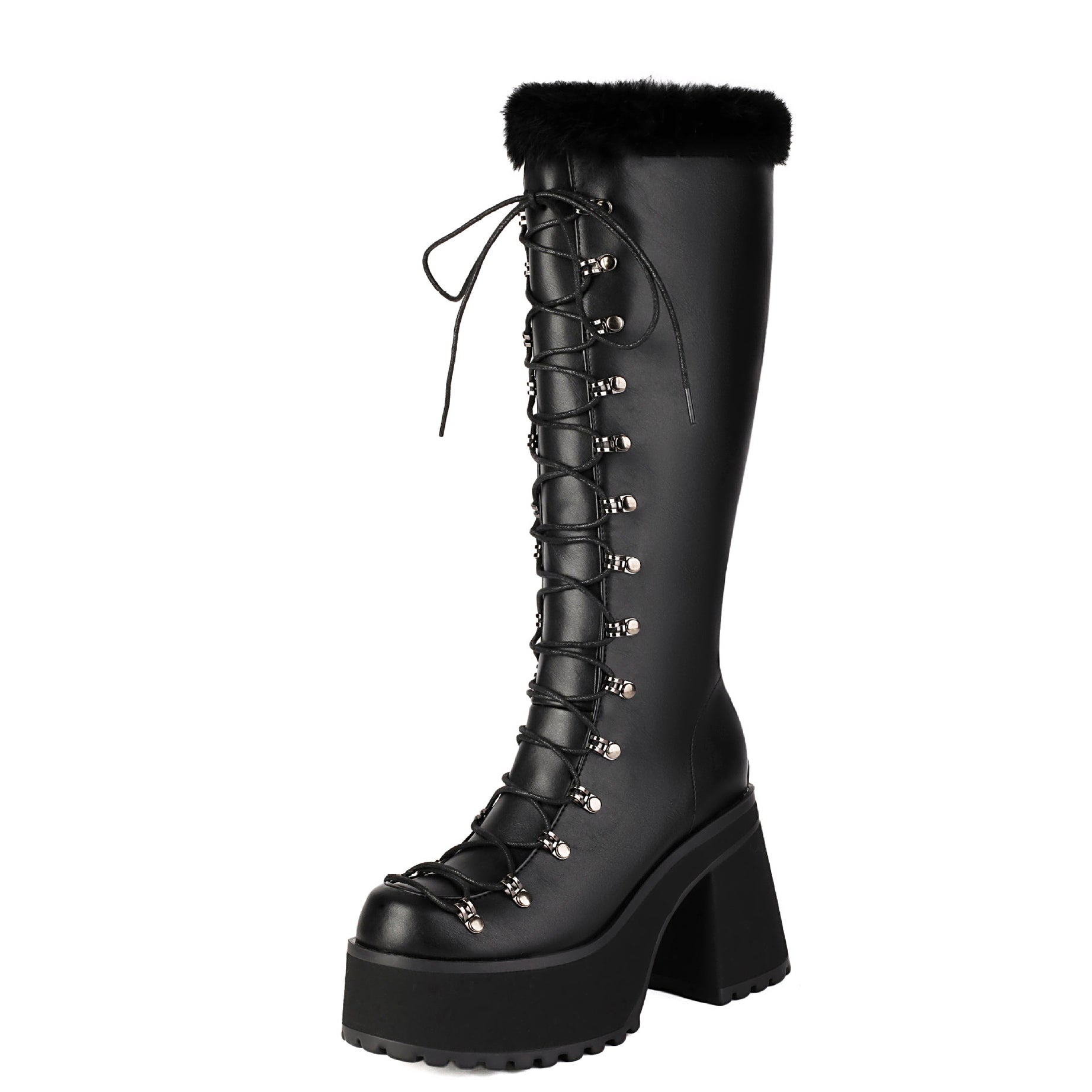 Women's British-style Casual Boots With A Fur Collar And Laces