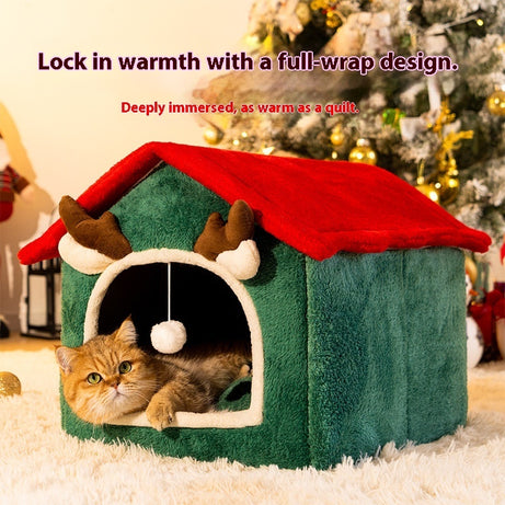 Christmas Cat Nest Winter Warm Four Seasons Universal Removable And Washable