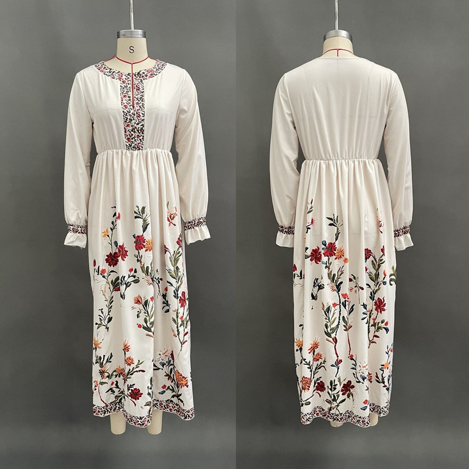 Women's Bohemian Retro Long-Sleeve Maxi Dress