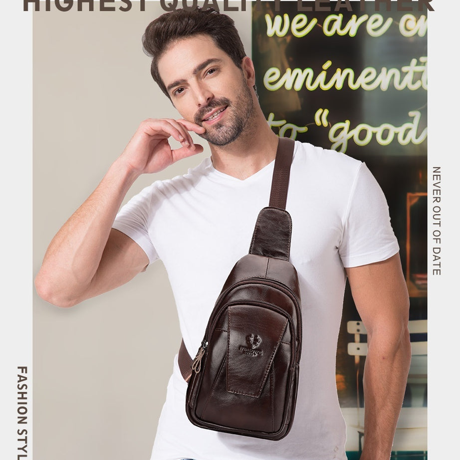 Single-shoulder Bag Made Of Full-grain Cowhide Suitable For Commuting