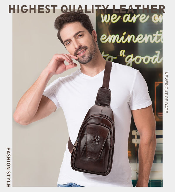 Single-shoulder Bag Made Of Full-grain Cowhide Suitable For Commuting