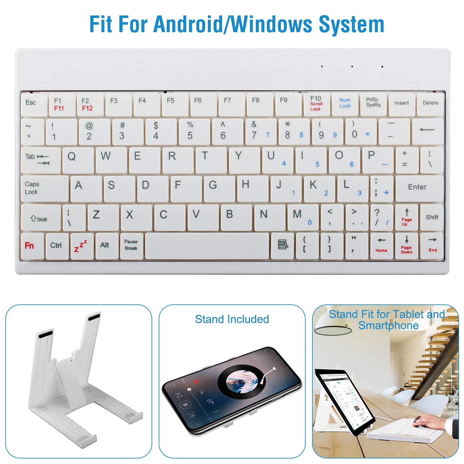 80 Keys Wired Keyboard Mini USB Connector Keyboard Portable Durable Keyboard With Carry Bag Tablet Stand For Android Window Tablet