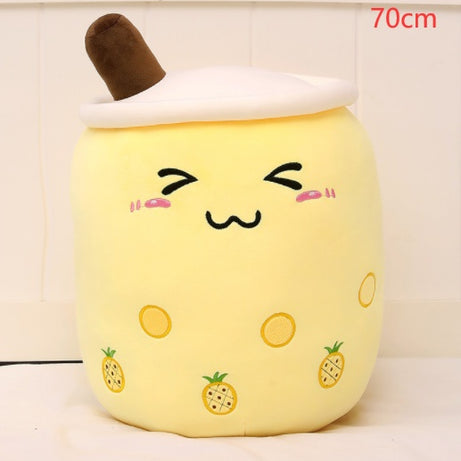 Cute Fruit Drink Plush Stuffed Soft Strawberry Milk Tea Plush Boba Tea Cup Toy Bubble Tea Pillow Cushion Kids Gift