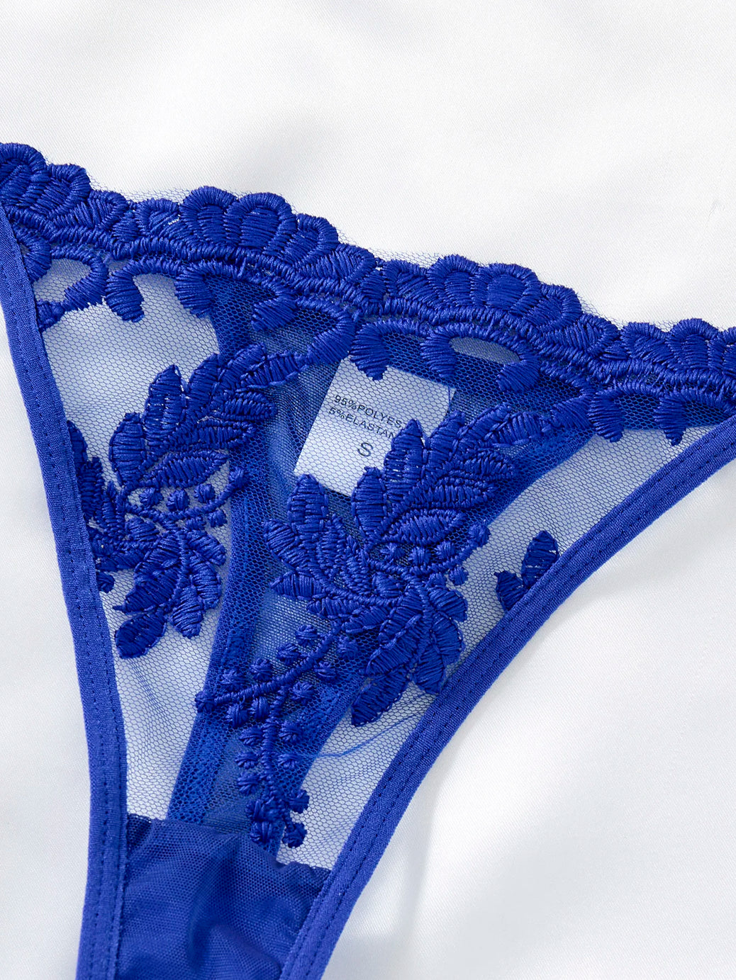 Ladies' blue countryside style wheat ear embroidery semi transparent nightgown, elegant and comfortable, bow design ZA825066