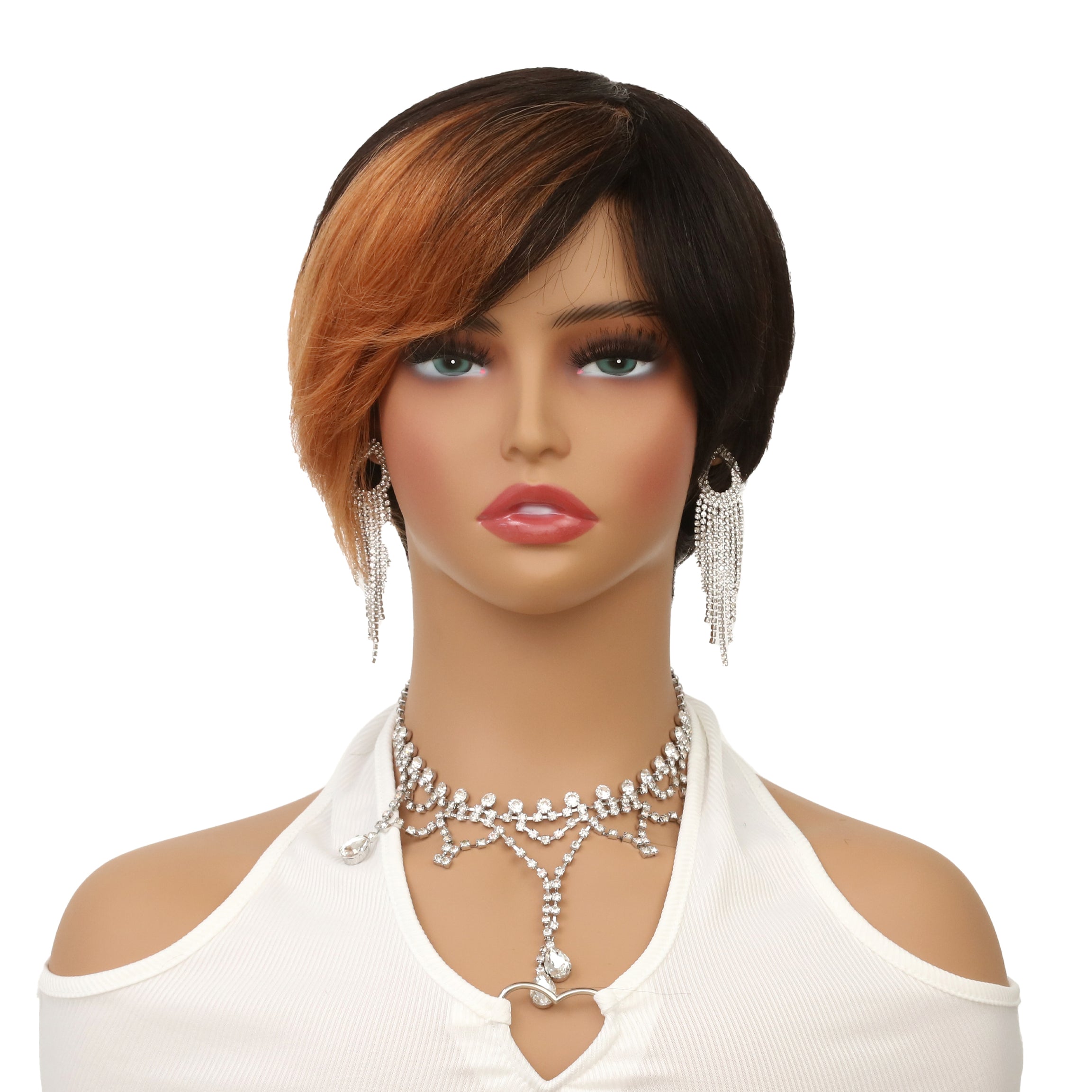 Brazil Remy Hair Non-toxic Short Wig- Straight, Lace-free Hat With Roses, 8 Inch, Suitable For The Whole Scene.