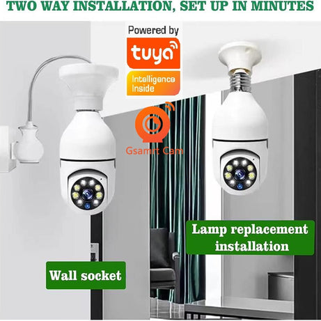 3MP Bulb Surveillance Camera 5G & 2.4GHz Dual Band Full Color Night Vision 360 Degree