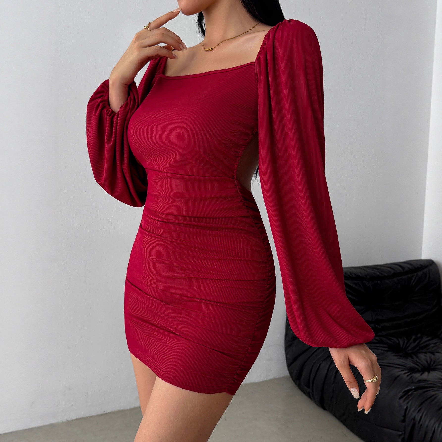 Elegant Casual Autumnwinter Dress With Long Sleeves