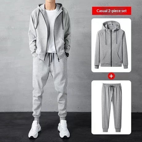 Men's Loose Zip-up Hoodie Sweater Set