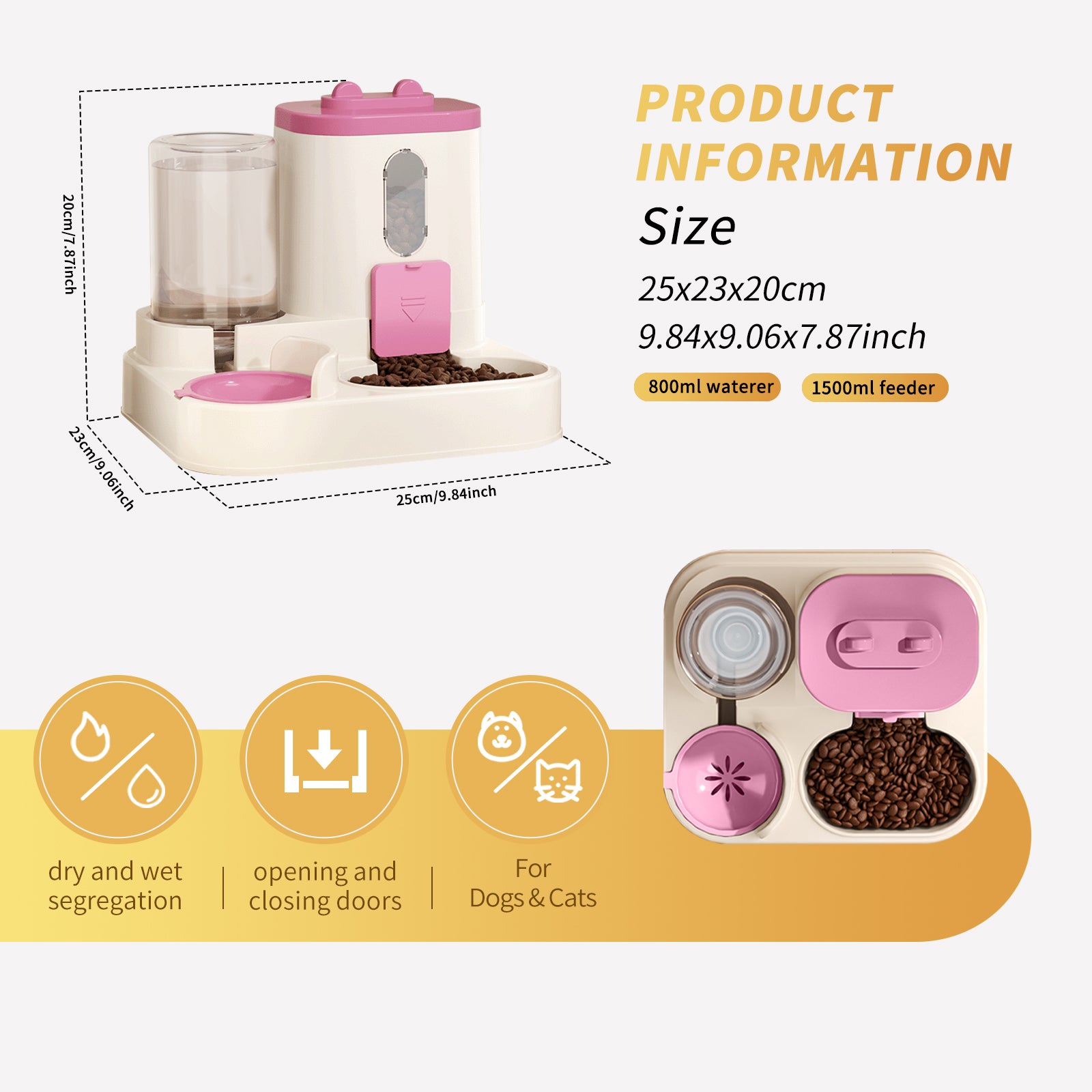 Fully Automatic 2in1 Cat Food Dispenser - Integrated Water And Food Feeding System - Cute Water Dispenser