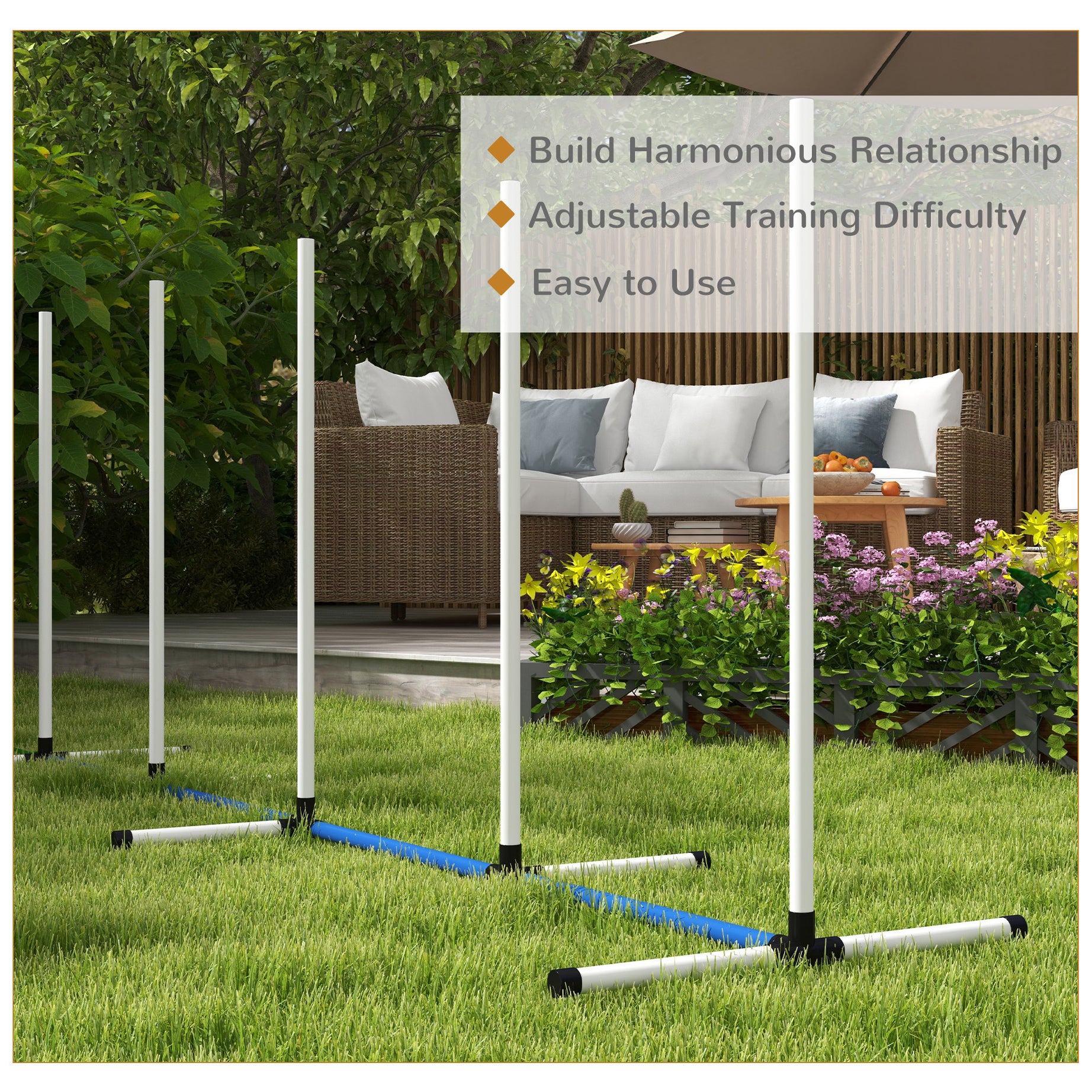 2pc Dog Agility Training Equipment Set with Spray Water Tube, White