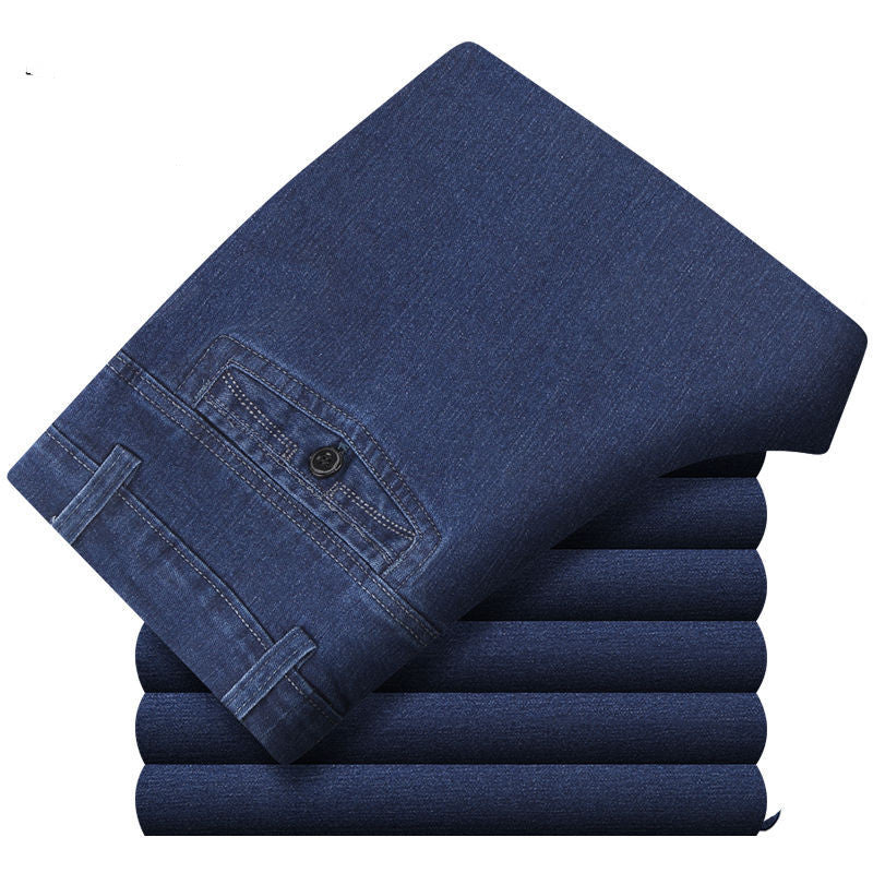 Men's High-waisted Deep-gear Jeans With Velvet Thickening To Keep Warm Autumn And Winter Stretch