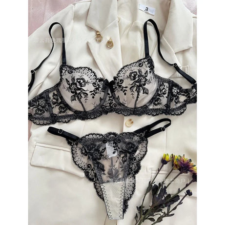 Hot-selling Sexy Lingerie Floral Embroidery Sheer Mesh Sexy Comfortable Elegant Lingerie Set