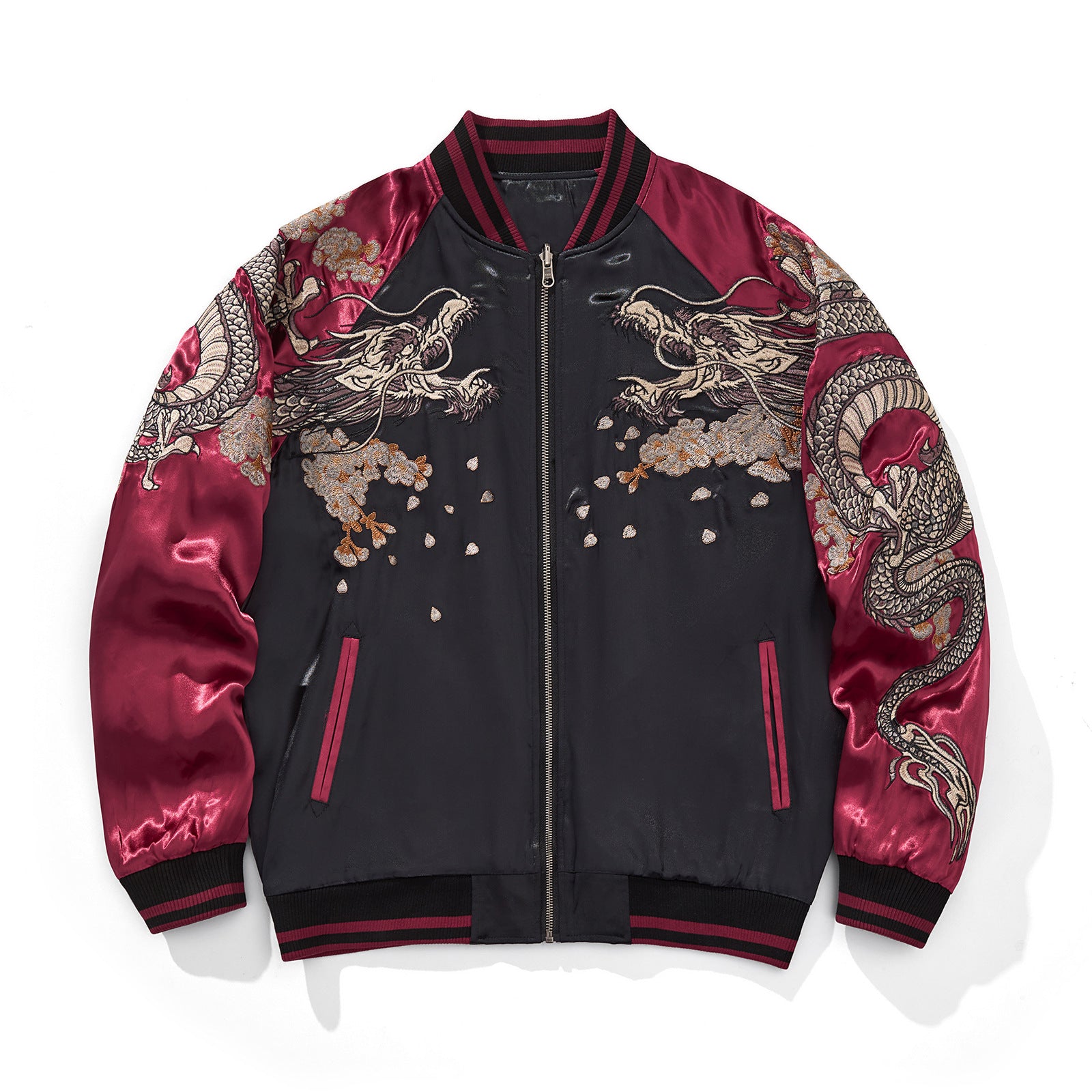 Mens Loose Fit Polyester Embroidered Chinese Style Jacket