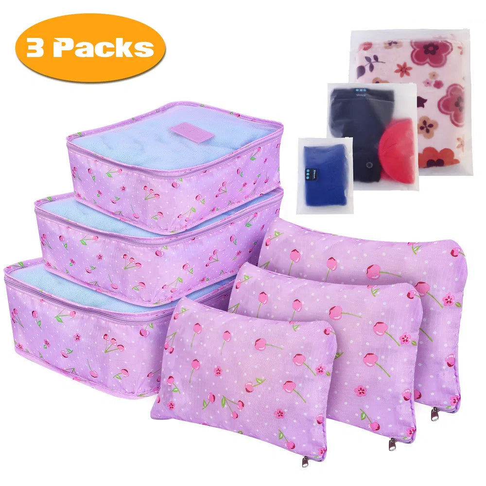 9Pcs Set Clothes Storage Bags Water-Resistant Travel Luggage Organizer Clothing Packing Cubes For Blouse Hosiery Stocking Underwear