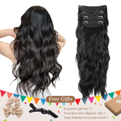 Holdbalance Clip In Hair Extensions Long Straight Wavy Synthetic Hairpiece,Natural & Soft Hair &Blends Well Hair Extension, Daily Use, Party Use Best Everyday Fashion Accessories