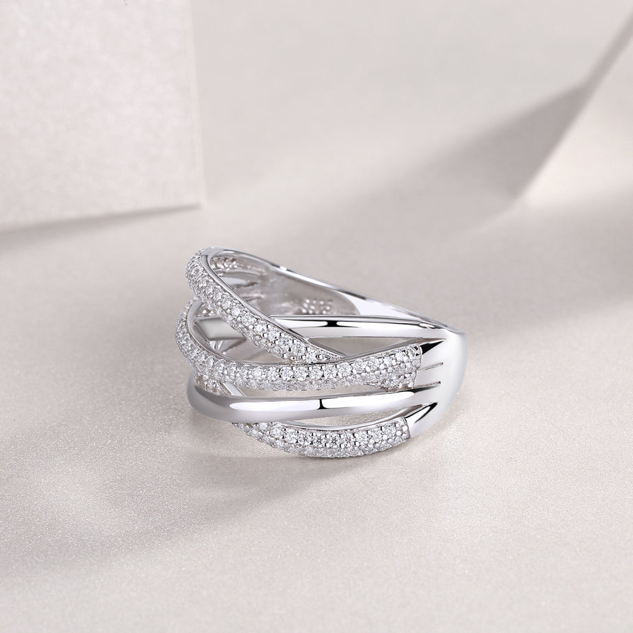 Brilliant Interweaving - A Fashionable And Luxurious Jewelry Accessory Set With Moissanite S925 Sterling Silver And Platinum-plated Diamond