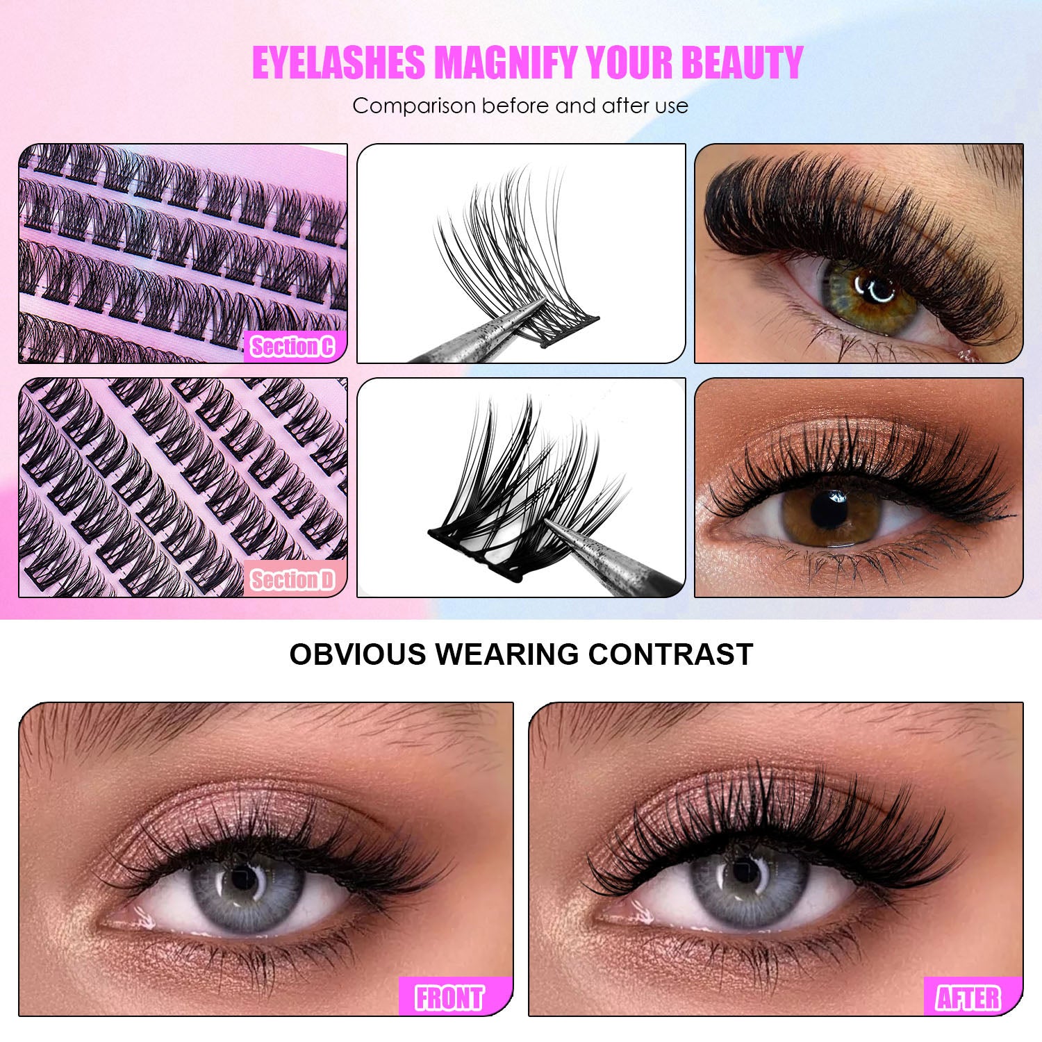 12 Rows Of 150 Segmented Lashes In Clusters