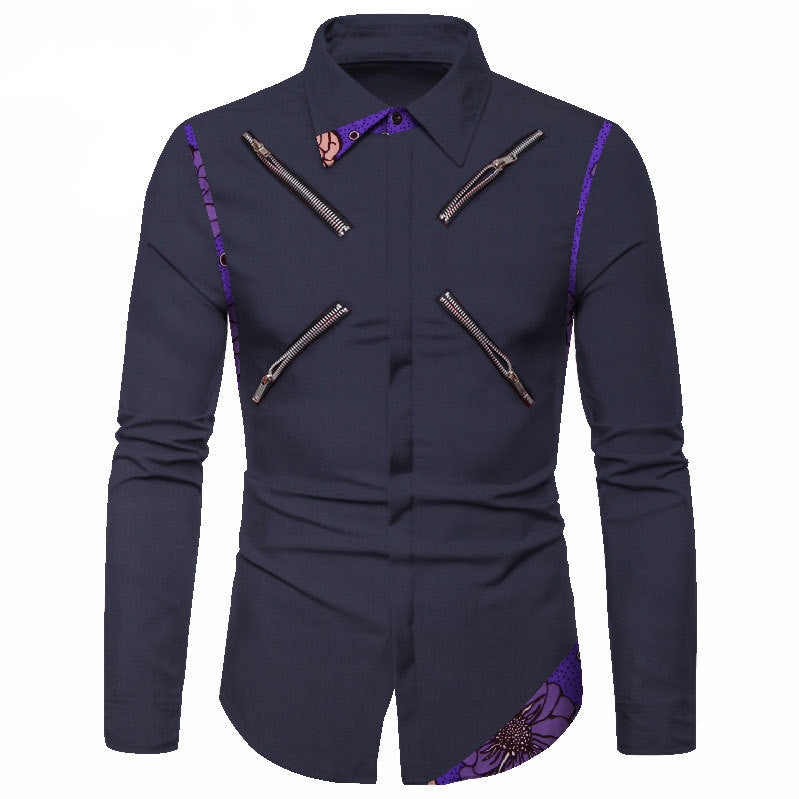 Four Seasons Polyester Cotton Youth Solid Color Lapel White Casual Shirt