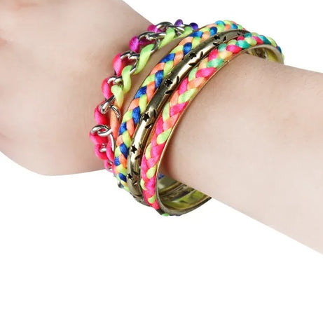 4Pcs Colorful Woven Burnished Gold Bracelets Set