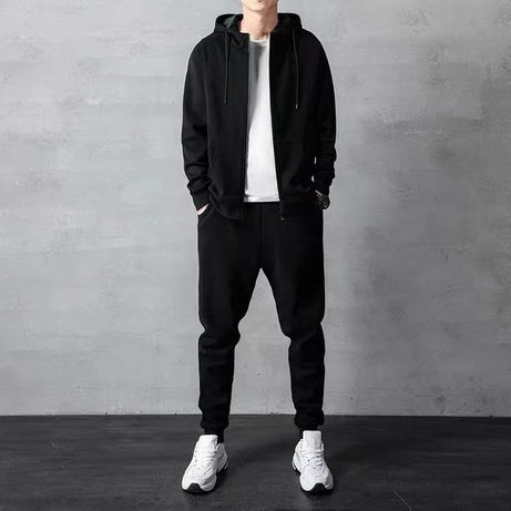 Men's Loose Zip-up Hoodie Sweater Set