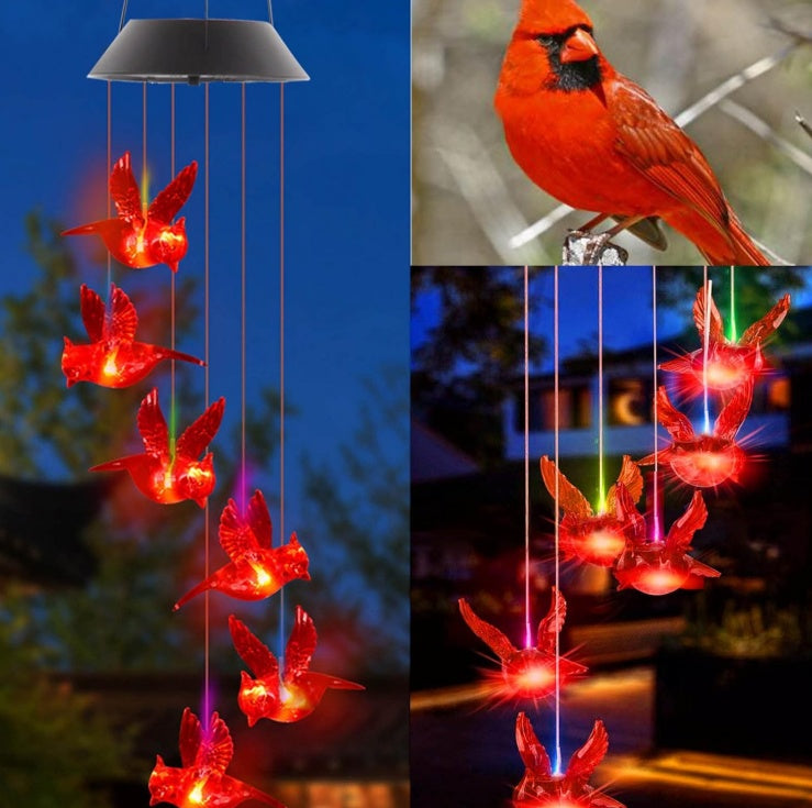 1PC Outdoor Solar Flaming Bird Wind Chime Lights, Outdoor Decorative Colorful Solar Wind Chimes