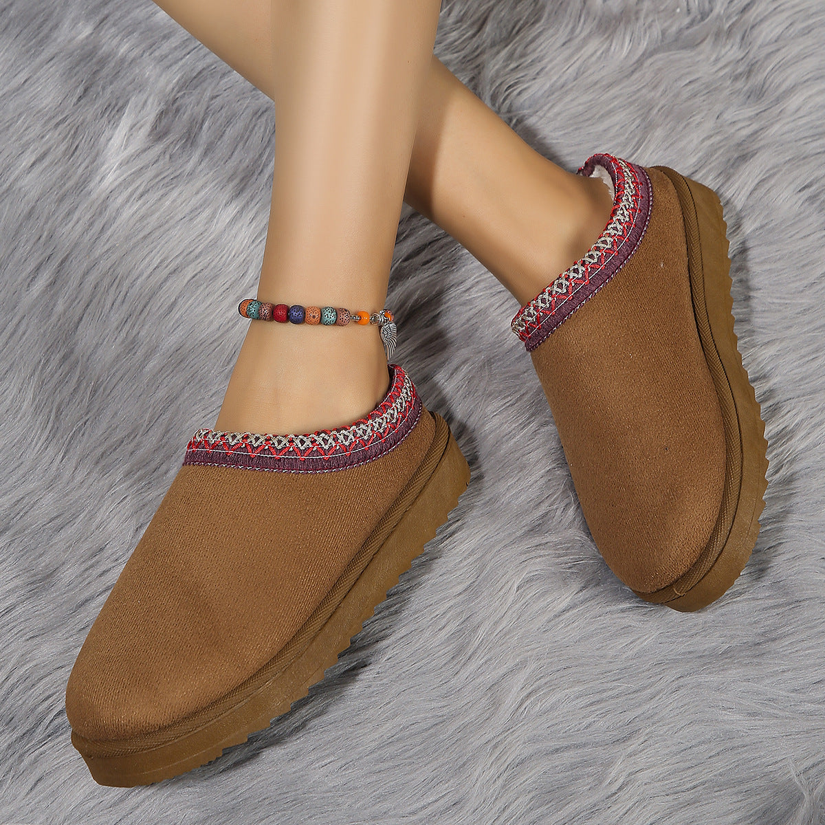 Fashionable Women's Snow Boots, Half-slippers, Cotton Shoes, And Thickened Plush Slippers