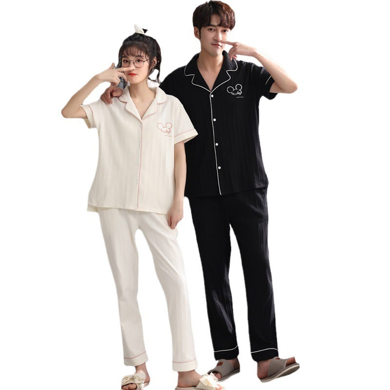 Couple Pajamas Men's Cotton Red Animal Year Trousers Short Sleeve Home Clothes Set