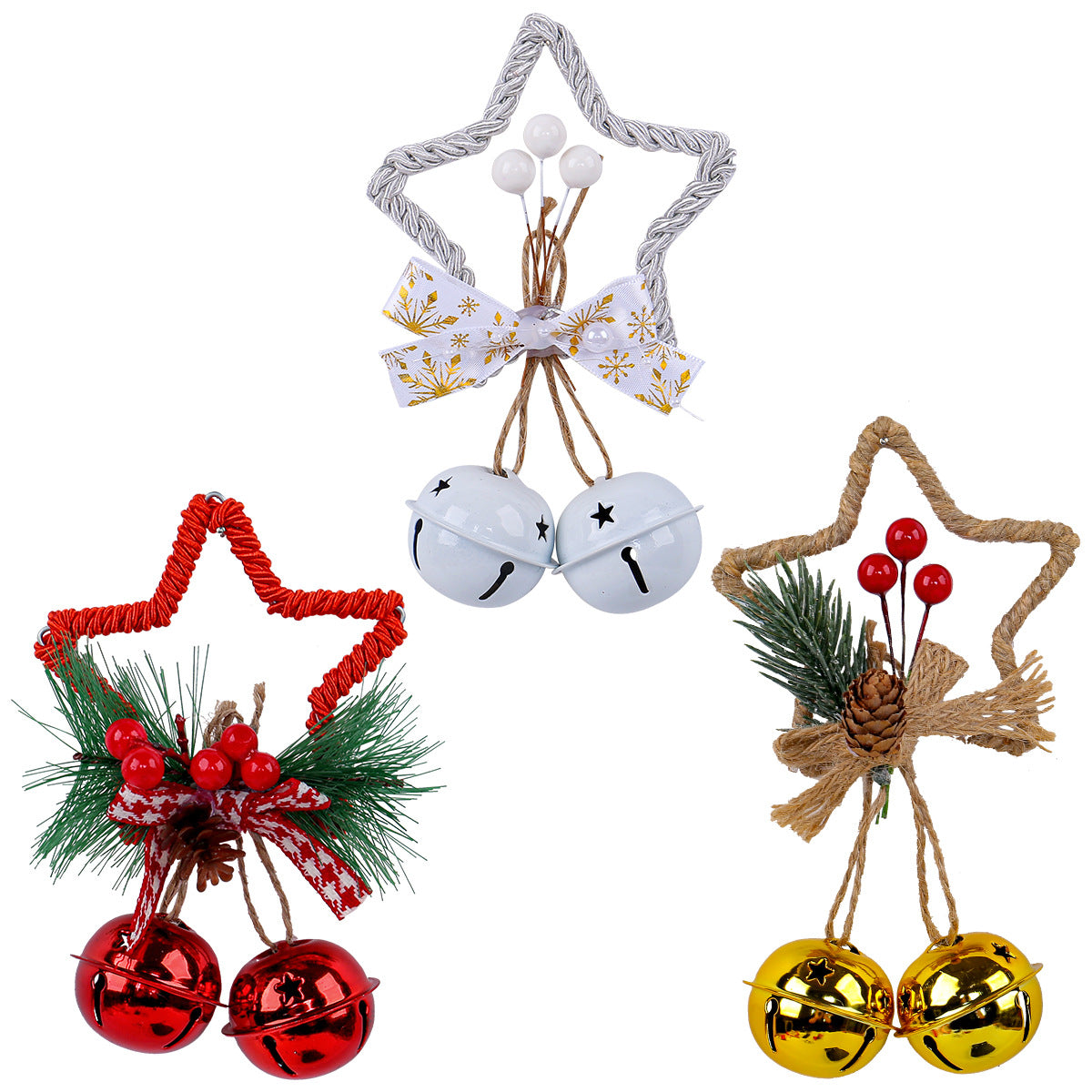 Christmas Five-pointed Star Bell Accessories Pendant Christmas Tree Ornament For Christmas Party DIY